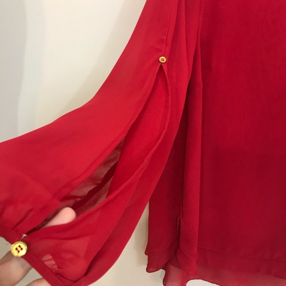❤️INVESTMENTS II 1X Red Blouse split sleeves - Picture 3 of 6